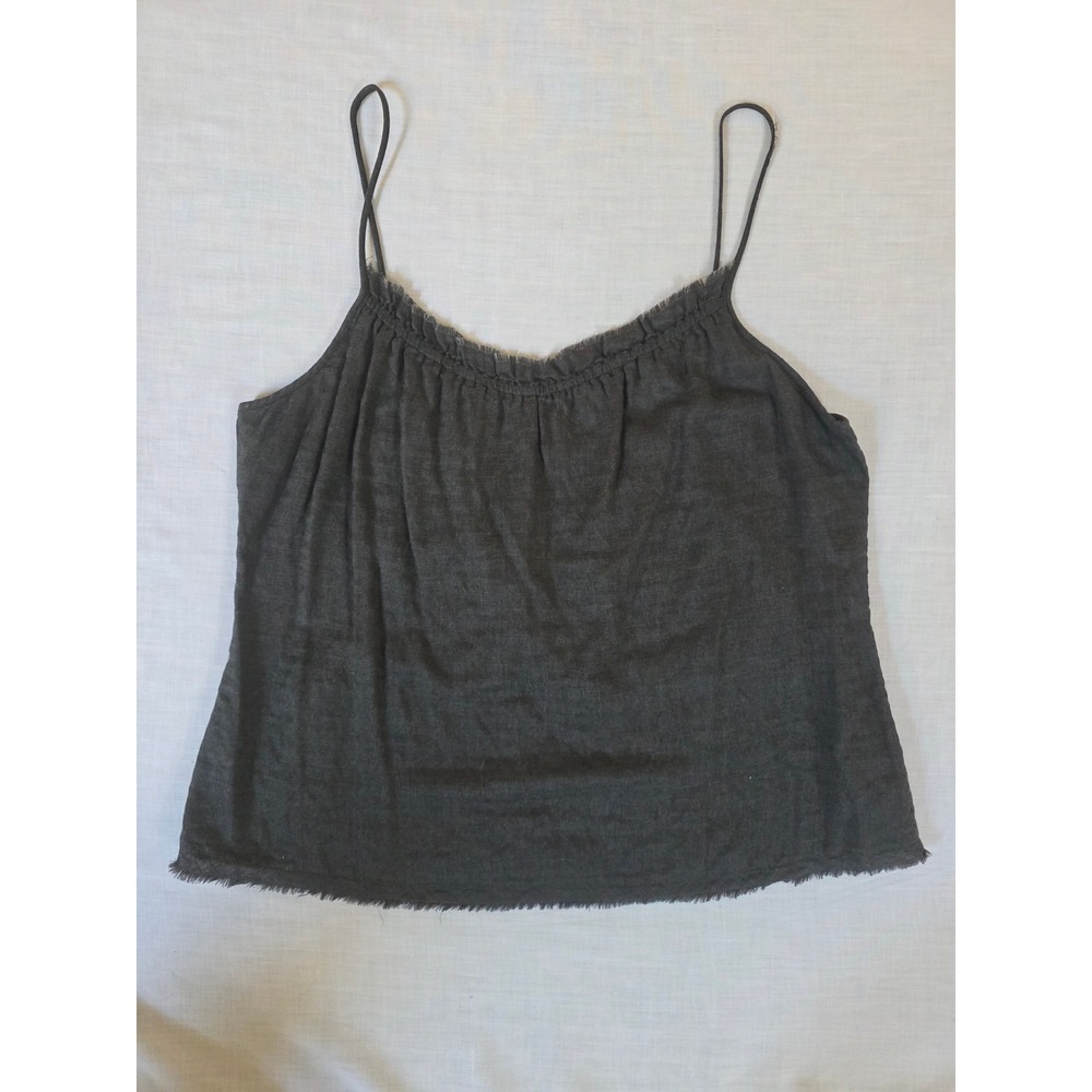 Eileen Fisher Camisole Tank Top Raw Edge Cotton Tencel XL‎ Gray Minimalist Cami